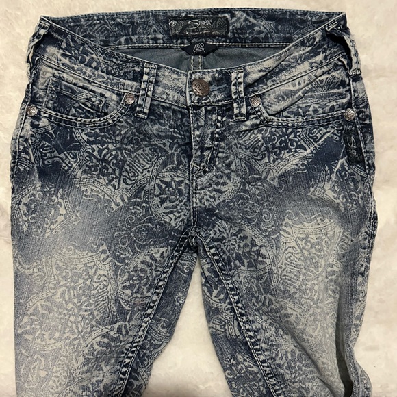 SILVER BRAND PRINTED CROPPED / CAPRI JEANS SIZE 25 - Picture 10 of 11